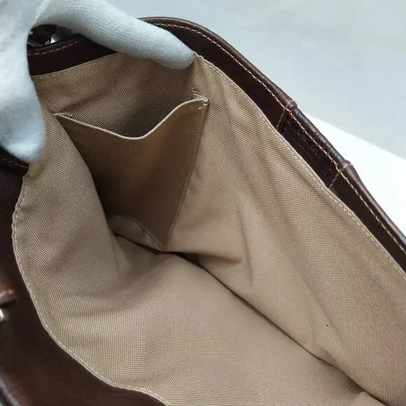 BOCONI Brown Pebbled Leather Business Brief Messenger Laptop Crossbody Bag